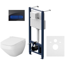 Комплект унитаза с инсталляцией AM.PM Inspire V2.0 FlashClean IS450A38.CCC50A с электронным сиденьем Микролифт с функцией биде и Черной клавишей смыва