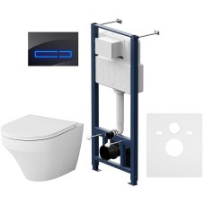 Комплект унитаза с инсталляцией AM.PM Inspire FlashClean IS450A38.501700 с сиденьем Микролифт и Черной клавишей смыва