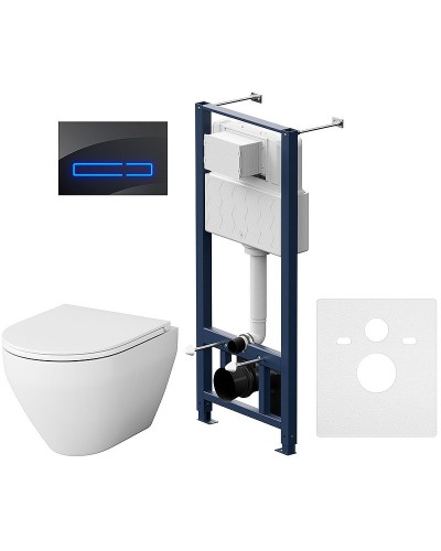 Комплект унитаза с инсталляцией AM.PM Spirit V2.0 FlashClean IS450A38.701700 с сиденьем Микролифт и Черной клавишей смыва
