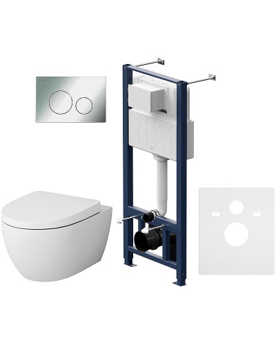 Комплект унитаза с инсталляцией AM.PM Awe IS49051.111738 с сиденьем Микролифт и клавишей смыва Хром