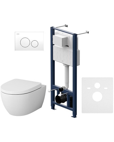 Комплект унитаза с инсталляцией AM.PM Awe IS49001.111738 с сиденьем Микролифт и Белой клавишей смыва