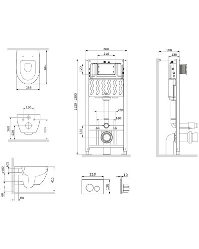 Комплект унитаза с инсталляцией AM.PM Awe IS49001.111738 с сиденьем Микролифт и Белой клавишей смыва