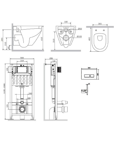 Комплект унитаза с инсталляцией AM.PM Spirit V2.0 FlashClean IS47001.701700 с сиденьем Микролифт и Белой клавишей смыва