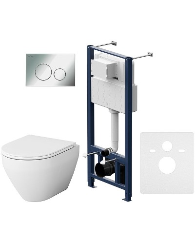 Комплект унитаза с инсталляцией AM.PM Spirit V2.0 FlashClean IS49051.701700 с сиденьем Микролифт и клавишей смыва Хром