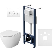 Комплект унитаза с инсталляцией AM.PM Spirit V2.0 FlashClean IS49001.701700 с сиденьем Микролифт и Белой клавишей смыва