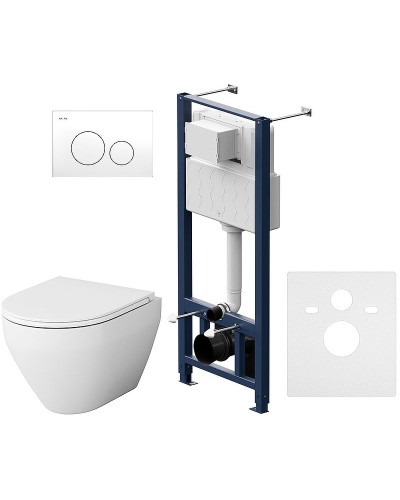 Комплект унитаза с инсталляцией AM.PM Spirit V2.0 FlashClean IS49001.701700 с сиденьем Микролифт и Белой клавишей смыва