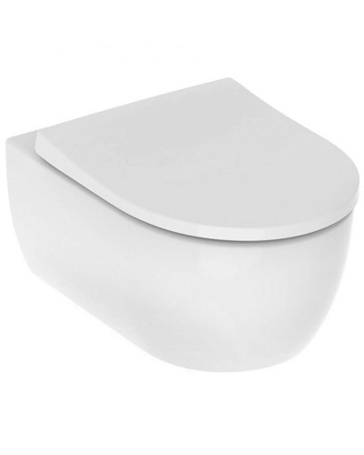 Комплект унитаза с инсталляцией Geberit iCon T54 Rimfree 500.300.01.I с сиденьем Микролифт и Белой клавишей смыва