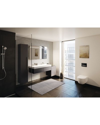 Комплект унитаза с инсталляцией Geberit iCon T54 Rimfree 500.300.01.I с сиденьем Микролифт и Белой клавишей смыва