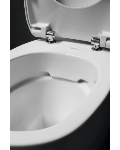 Комплект унитаза с инсталляцией Geberit iCon T54 Rimfree 500.300.01.I с сиденьем Микролифт и Белой клавишей смыва