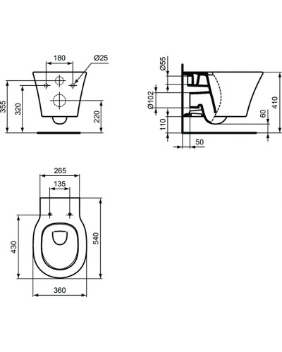 Комплект унитаза с инсталляцией Ideal Standard Connect Air P212101 с сиденьем Микролифт и клавишей смыва Хром