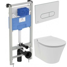 Комплект унитаза с инсталляцией Ideal Standard Connect Air P212101 с сиденьем Микролифт и клавишей смыва Хром