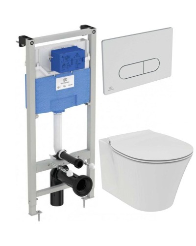 Комплект унитаза с инсталляцией Ideal Standard Connect Air P212101 с сиденьем Микролифт и клавишей смыва Хром