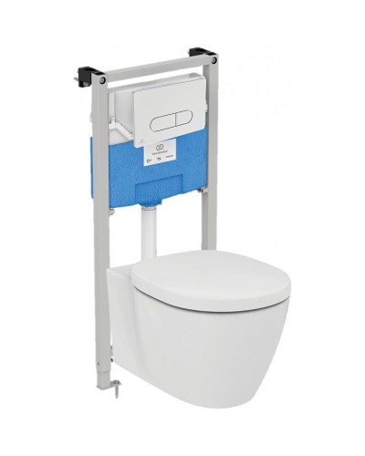 Комплект унитаза с инсталляцией Ideal Standard Connect P211601 с сиденьем Микролифт и клавишей смыва Хром
