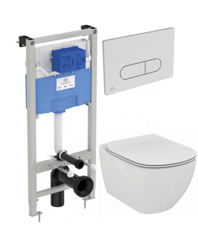 Комплект унитаза с инсталляцией Ideal Standard Tesi P3868V1 с сиденьем Микролифт и клавишей смыва Хром
