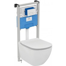 Комплект унитаза с инсталляцией Ideal Standard Tesi P386801 с сиденьем Микролифт и клавишей смыва Хром