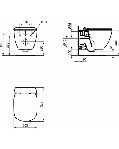Комплект унитаза с инсталляцией Ideal Standard Tesi P386801 с сиденьем Микролифт и клавишей смыва Хром