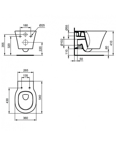 Комплект унитаза с инсталляцией Ideal Standard Connect Air E212101 с сиденьем Микролифт