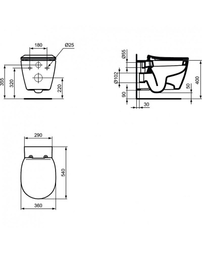 Комплект унитаза с инсталляцией Ideal Standard Connect E211601 с сиденьем Микролифт