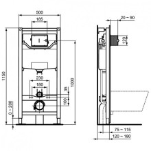 Комплект унитаза с инсталляцией Ideal Standard Connect E211601 с сиденьем Микролифт