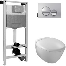 Комплект унитаза с инсталляцией Jacob Delafon Presquile E21743RU-00 с сиденьем Микролифт и клавишей смыва Хром