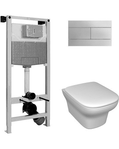 Комплект унитаза с инсталляцией Jacob Delafon Vox E21744RU-00 с сиденьем Микролифт и клавишей смыва Хром