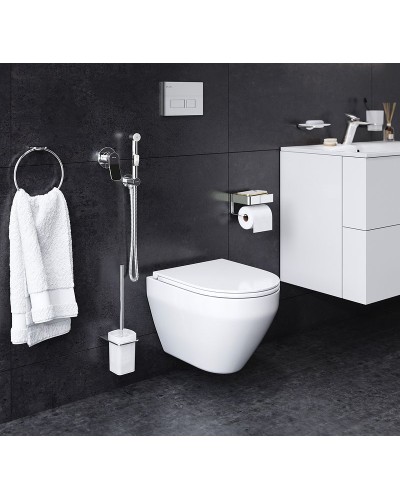 Комплект унитаза с инсталляцией AM.PM Spirit V2.0 CK70HA с сиденьем Микролифт с клавишей смыва Хром с гигиеническим душем и аксессуарами для ванной к