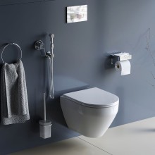 Комплект унитаза с инсталляцией AM.PM Spirit V2.0 CK70HA с сиденьем Микролифт с клавишей смыва Хром с гигиеническим душем и аксессуарами для ванной к