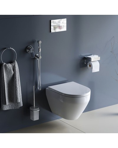 Комплект унитаза с инсталляцией AM.PM Spirit V2.0 CK70HA с сиденьем Микролифт с клавишей смыва Хром с гигиеническим душем и аксессуарами для ванной к