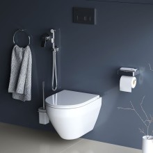 Комплект унитаза с инсталляцией AM.PM Spirit V2.0 CK70HA с сиденьем Микролифт с клавишей смыва Хром с гигиеническим душем и аксессуарами для ванной к