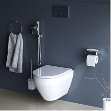 Комплект унитаза с инсталляцией AM.PM Spirit V2.0 CK70HA с сиденьем Микролифт с клавишей смыва Хром с гигиеническим душем и аксессуарами для ванной к