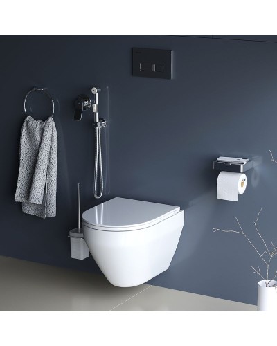 Комплект унитаза с инсталляцией AM.PM Spirit V2.0 CK70HA с сиденьем Микролифт с клавишей смыва Хром с гигиеническим душем и аксессуарами для ванной к