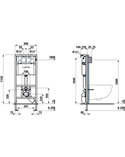 Комплект унитаза с инсталляцией Laufen Pro ПЭК 8.6996.6.000.000.R с сиденьем Микролифт и клавишей смыва Хром