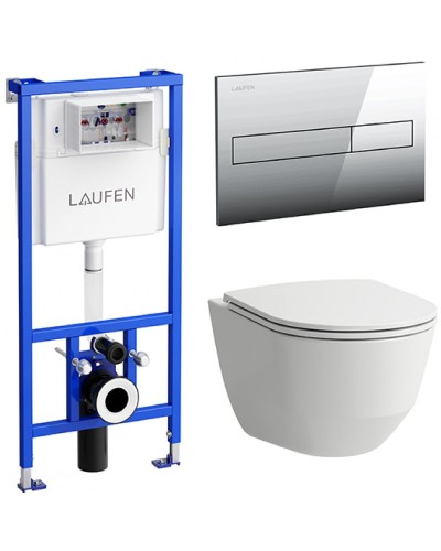 Комплект унитаза с инсталляцией Laufen Pro ПЭК 8.6996.6.000.000.R с сиденьем Микролифт и клавишей смыва Хром