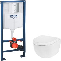 Комплект унитаза AM.PM Awe C111738SC с инсталляцией Grohe Rapid SL 38772001 с сиденьем Микролифт и клавишей смыва Хром