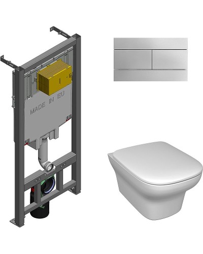 Комплект унитаза с инсталляцией Jacob Delafon Vox E21746RU-00 с сиденьем Микролифт и клавишей смыва Хром