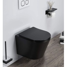 Комплект унитаза CeramaLux B2330-1MB с инсталляцией Grohe Rapid SL 38772001 с сиденьем Микролифт и клавишей смыва Хром