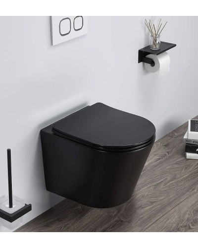 Комплект унитаза CeramaLux B2330-1MB с инсталляцией Grohe Rapid SL 38721001 с сиденьем Микролифт и клавишей смыва Хром