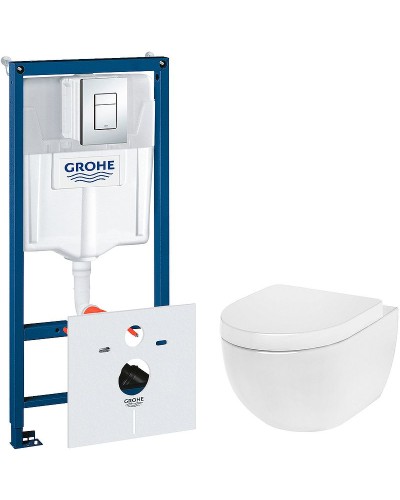 Комплект унитаза AM.PM Awe C111738SC с инсталляцией Grohe Rapid SL 38775001 с сиденьем Микролифт и клавишей смыва Хром