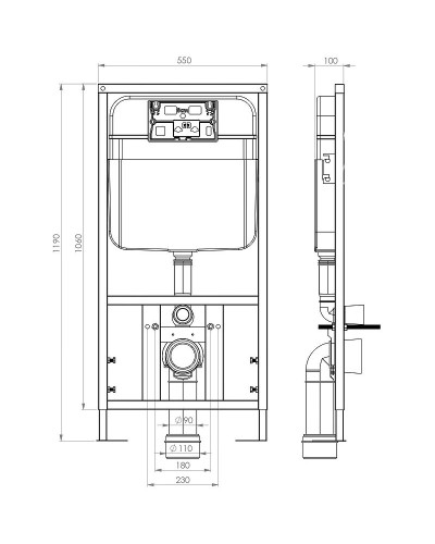 Комплект унитаза с инсталляцией SantiLine SL-5004MB+SL-04 с сиденьем Микролифт и Черной матовой клавишей смыва