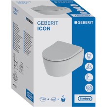 Комплект унитаза с инсталляцией Geberit iCon Rimfree 500.060.TC.I с сиденьем Микролифт и Белой матовой клавишей смыва