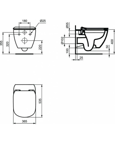 Комплект унитаза с инсталляцией Ideal Standard Tesi T355101PT15 с сиденьем Микролифт