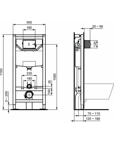 Комплект унитаза с инсталляцией Ideal Standard Tesi T355101PT15 с сиденьем Микролифт