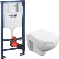 Комплект унитаза Cersanit Delfi TPL S-MZ-DELFI-PL с инсталляцией Grohe Rapid SL 38772001 с сиденьем Микролифт и клавишей смыва Хром