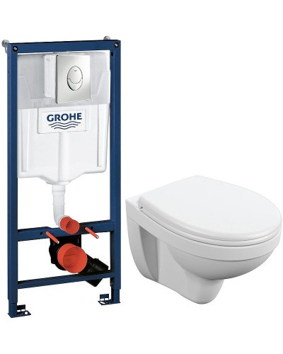 Комплект унитаза Cersanit Delfi TPL S-MZ-DELFI-PL с инсталляцией Grohe Rapid SL 38721001 с сиденьем Микролифт и клавишей смыва Хром