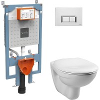 Комплект унитаза с инсталляцией Vitra Normus 9773B003-7200 с сиденьем Микролифт и клавишей смыва Хром