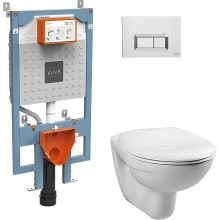 Комплект унитаза с инсталляцией Vitra Normus 9773B003-7200 с сиденьем Микролифт и клавишей смыва Хром