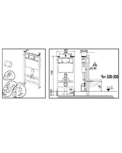 Комплект унитаза с инсталляцией Roca Debba Pack Rimless 893104970 с сиденьем Микролифт без клавиши смыва