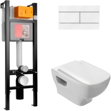 Комплект унитаза с инсталляцией Jacob Delafon Struktura E21771RU-00 с сиденьем Микролифт и Белой клавишей смыва