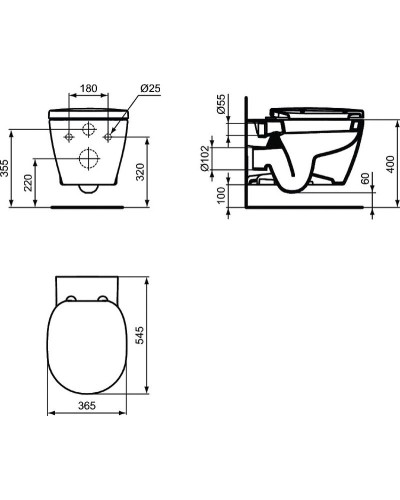 Комплект унитаза с инсталляцией Ideal Standard W220101 с сиденьем Микролифт без клавиши смыва