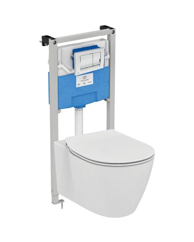 Комплект унитаза с инсталляцией Ideal Standard Connect Prosys E212701 с сиденьем Микролифт и клавишей смыва Хром